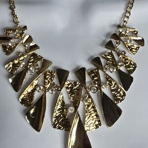 Bold Gold Rhinestone bib statement necklace